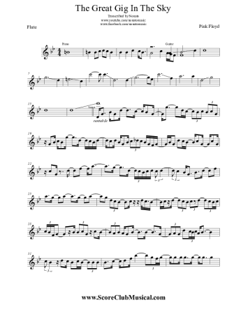 Pink Floyd  score for Flute