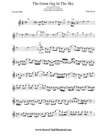 Pink Floyd  score for Trumpet