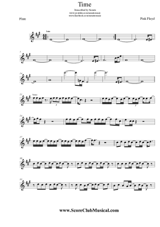 Pink Floyd  score for Flute