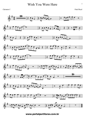 Pink Floyd  score for Clarinet (C)