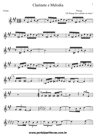 Pitanguinha Clarinete e Melodia score for Violin