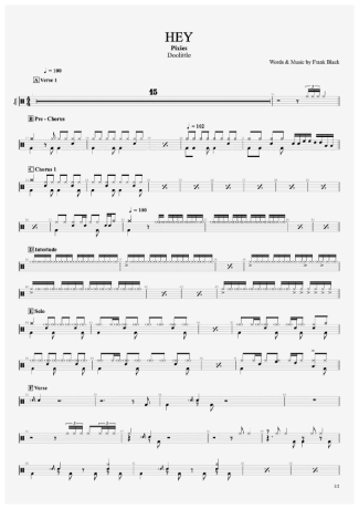 Pixies Hey score for Drums