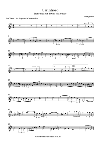 Pixinguinha Carinhoso score for Tenor Saxophone Soprano (Bb)