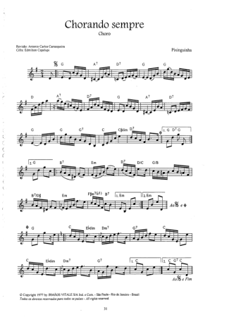 Pixinguinha Chorando Sempre score for Clarinet (C)