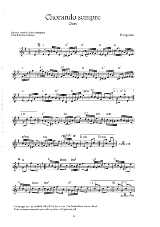 Pixinguinha  score for Clarinet (C)