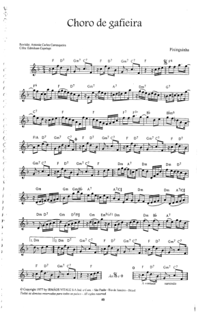 Pixinguinha Choro De Gafieira score for Violin