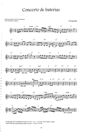 Pixinguinha Concerto De Baterias score for Small Guitar