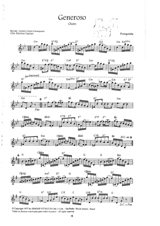 Pixinguinha Generoso score for Clarinet (C)