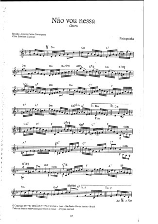 Pixinguinha Não Vou Nessa score for Flute