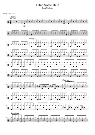 Post Malone  score for Drums