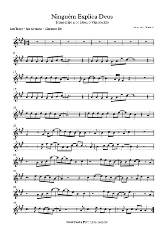 Preto no Branco Ninguém Explica Deus score for Saxofone Tenor Soprano (Bb)