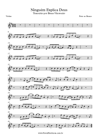 Preto no Branco Ninguém Explica Deus score for Violin