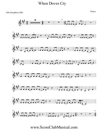 Prince When Doves Cry score for Alto Saxophone