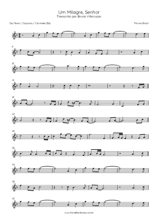 Prisma Brasil Um Milagre Senhor score for Clarinet (Bb)