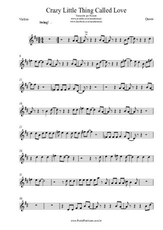 Queen Crazy Little Thing Called Love score for Violin