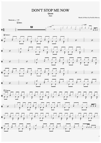 Queen  score for Drums