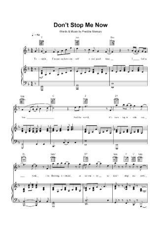 Queen Don´t Stop Me Now score for Piano