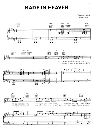 Queen Made In Heaven score for Piano