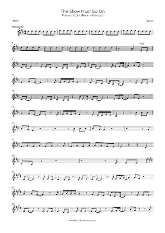Queen The Show Must Go On score for Flute
