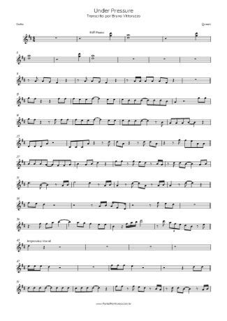 Queen Under Pressure score for Harmonica