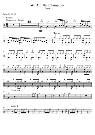 Queen We Are The Champions score for Drums