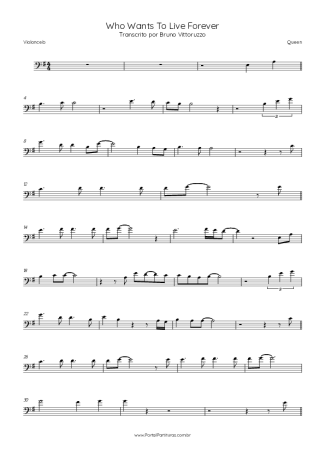 Queen Who Wants To Live Forever score for Cello