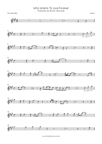 Queen Who Wants To Live Forever score for Trumpet