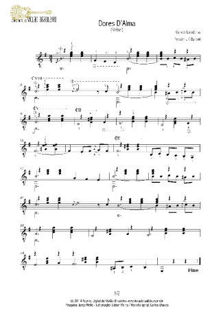 Quincas Laranjeiras Dores D'alma score for Acoustic Guitar