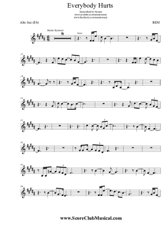 R.E.M. Everybody Hurts score for Alto Saxophone