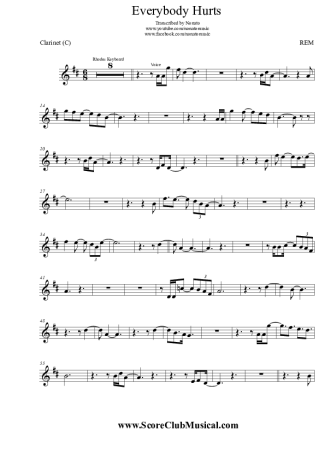 R.E.M. Everybody Hurts score for Clarinet (C)