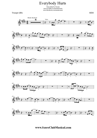 R.E.M. Everybody Hurts score for Trumpet