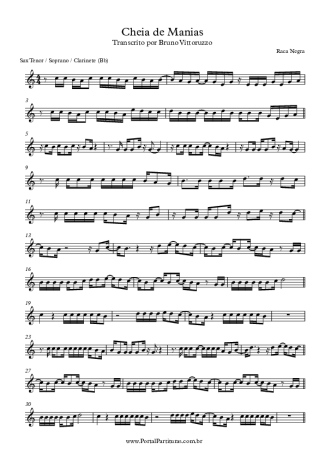 Raça Negra Cheia De Manias score for Clarinet (Bb)