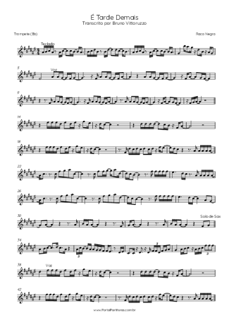 Raça Negra - É Tarde Demais - Sheet Music For Trumpet