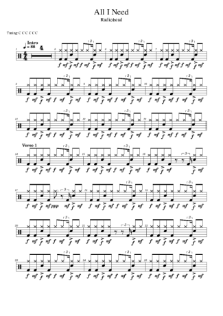 Radiohead  score for Drums