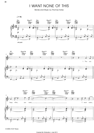 Radiohead  score for Piano