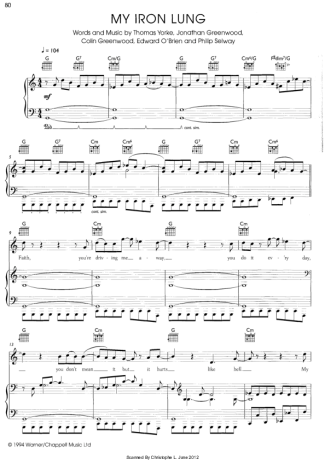 Radiohead  score for Piano