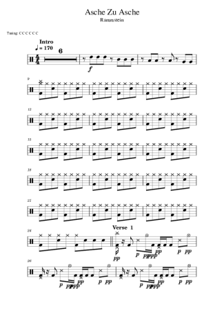 Rammstein Asche Zu Asche score for Drums