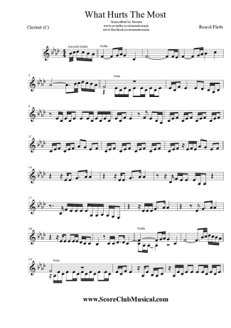 Rascal Flatts What Hurts The Most score for Clarinet (C)