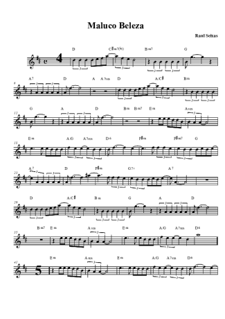 Raul Seixas  score for Clarinet (Bb)