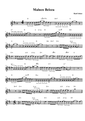 Raul Seixas Maluco Beleza score for Tenor Saxophone Soprano (Bb)