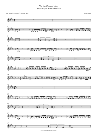 Raul Seixas Tente Outra Vez score for Tenor Saxophone Soprano (Bb)
