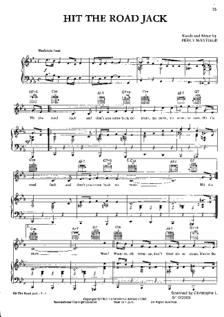 Ray Charles Hit The Road Jack score for Piano