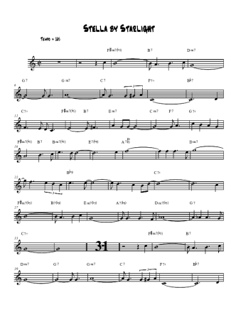 Ray Charles Stella By Starlight score for Clarinet (Bb)