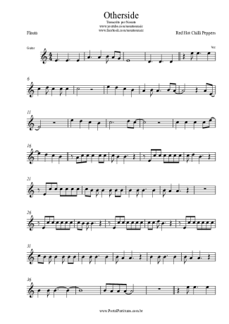 Red Hot Chili Peppers Otherside score for Flute