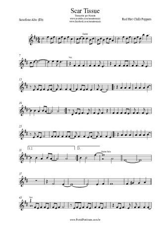 Red Hot Chili Peppers Scar Tissue score for Alto Saxophone