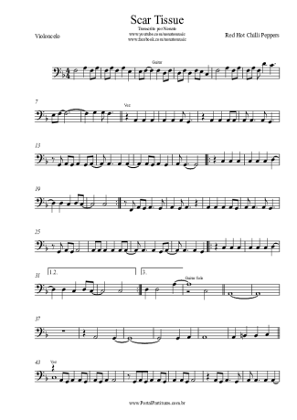 Red Hot Chili Peppers  score for Cello