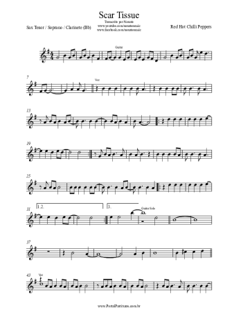 Red Hot Chili Peppers Scar Tissue score for Clarinet (Bb)
