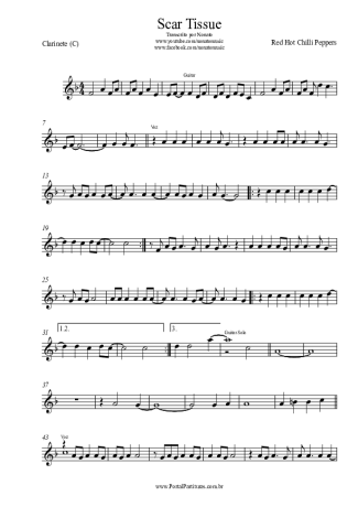 Red Hot Chili Peppers Scar Tissue score for Clarinet (C)