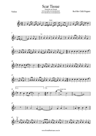 Red Hot Chili Peppers Scar Tissue score for Violin