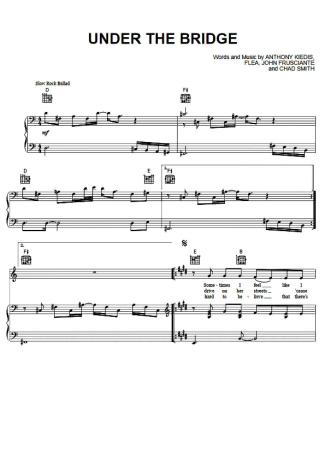 Red Hot Chili Peppers Under The Bridge score for Piano